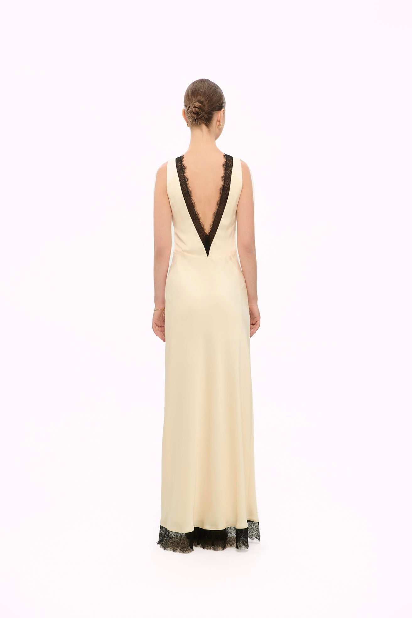 MAISIE LACE SATIN GOWN - VANILLA