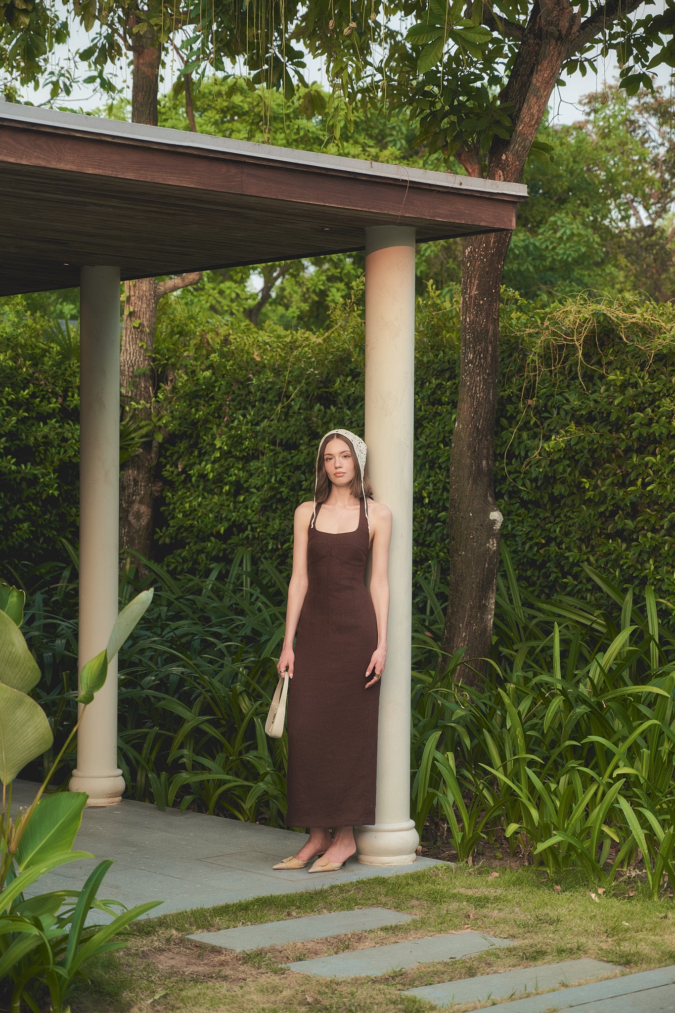 EMMA LINEN DRESS - CHOCOLATE