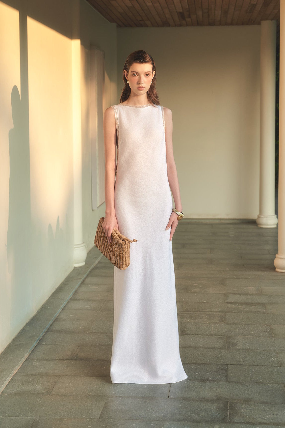 ANNE LINEN GOWN - WHITE