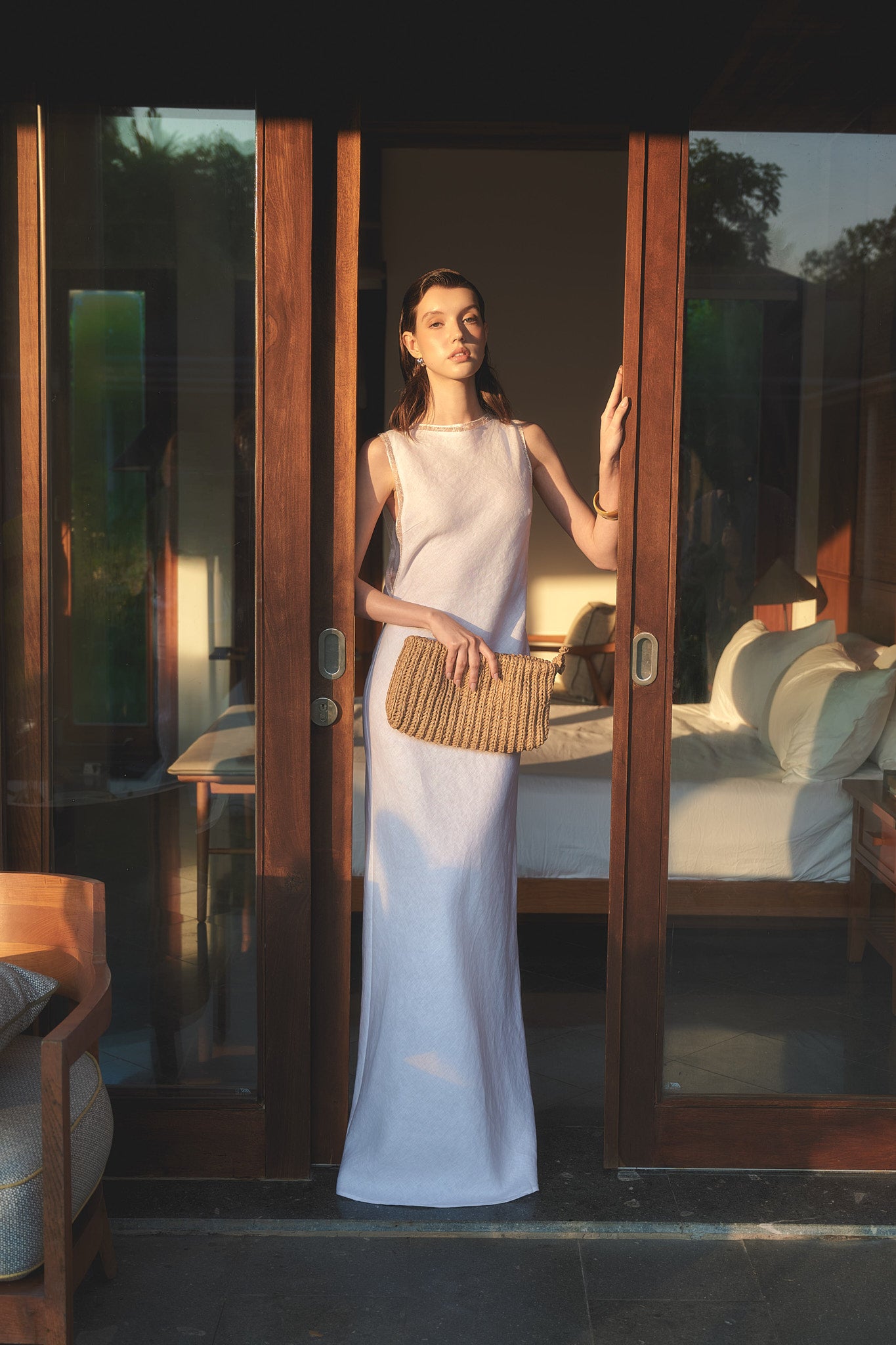 ANNE LINEN GOWN - WHITE