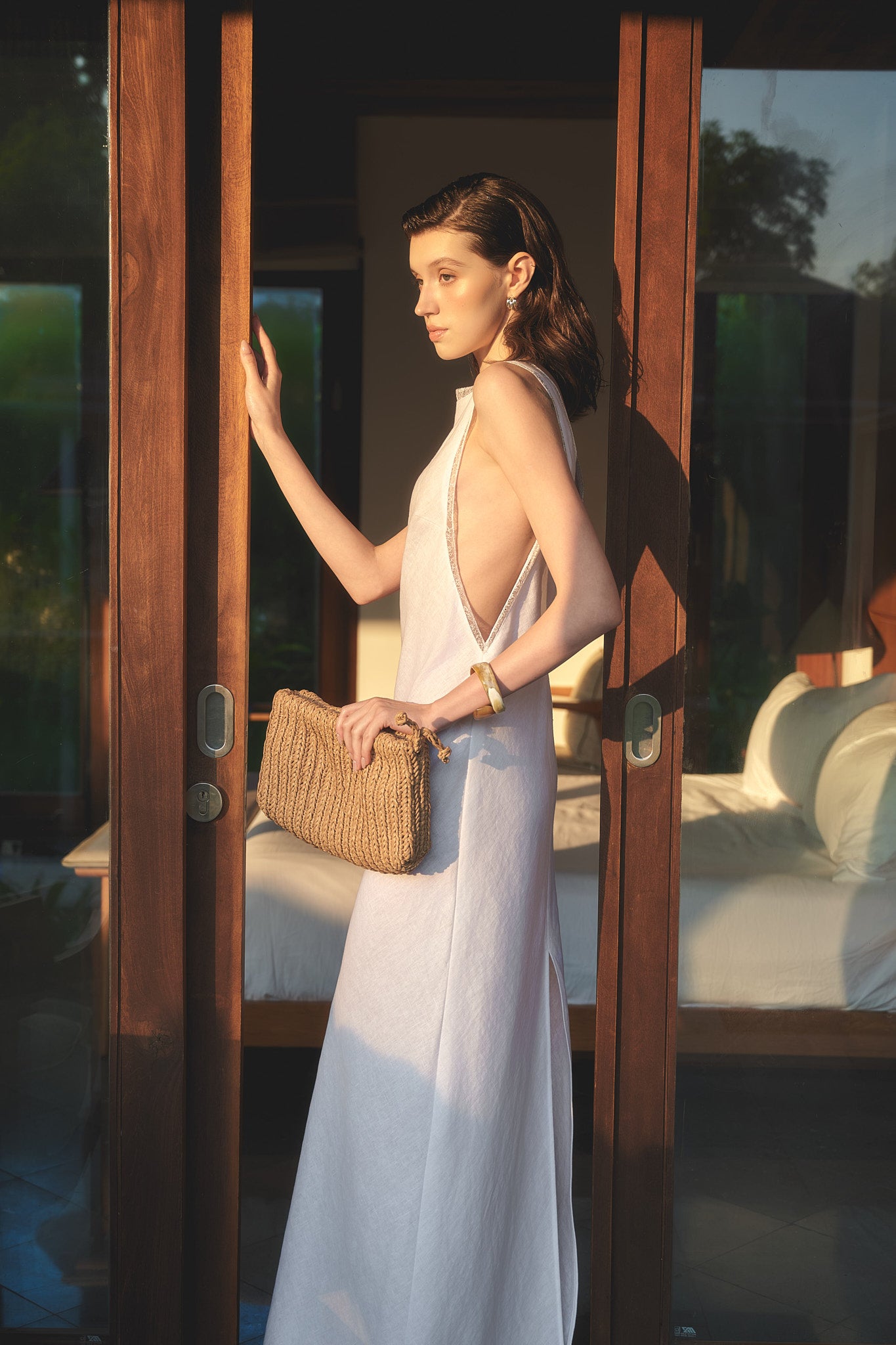 ANNE LINEN GOWN - WHITE