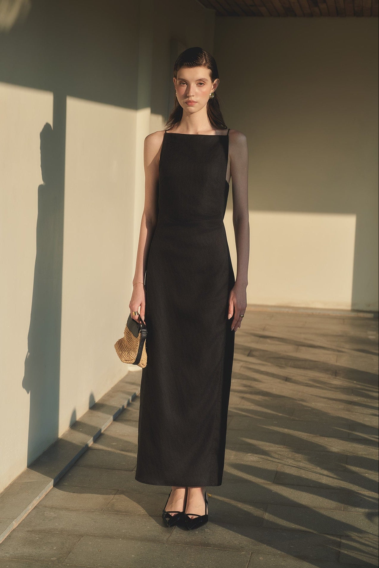 ELLIE LINEN DRESS - BLACK