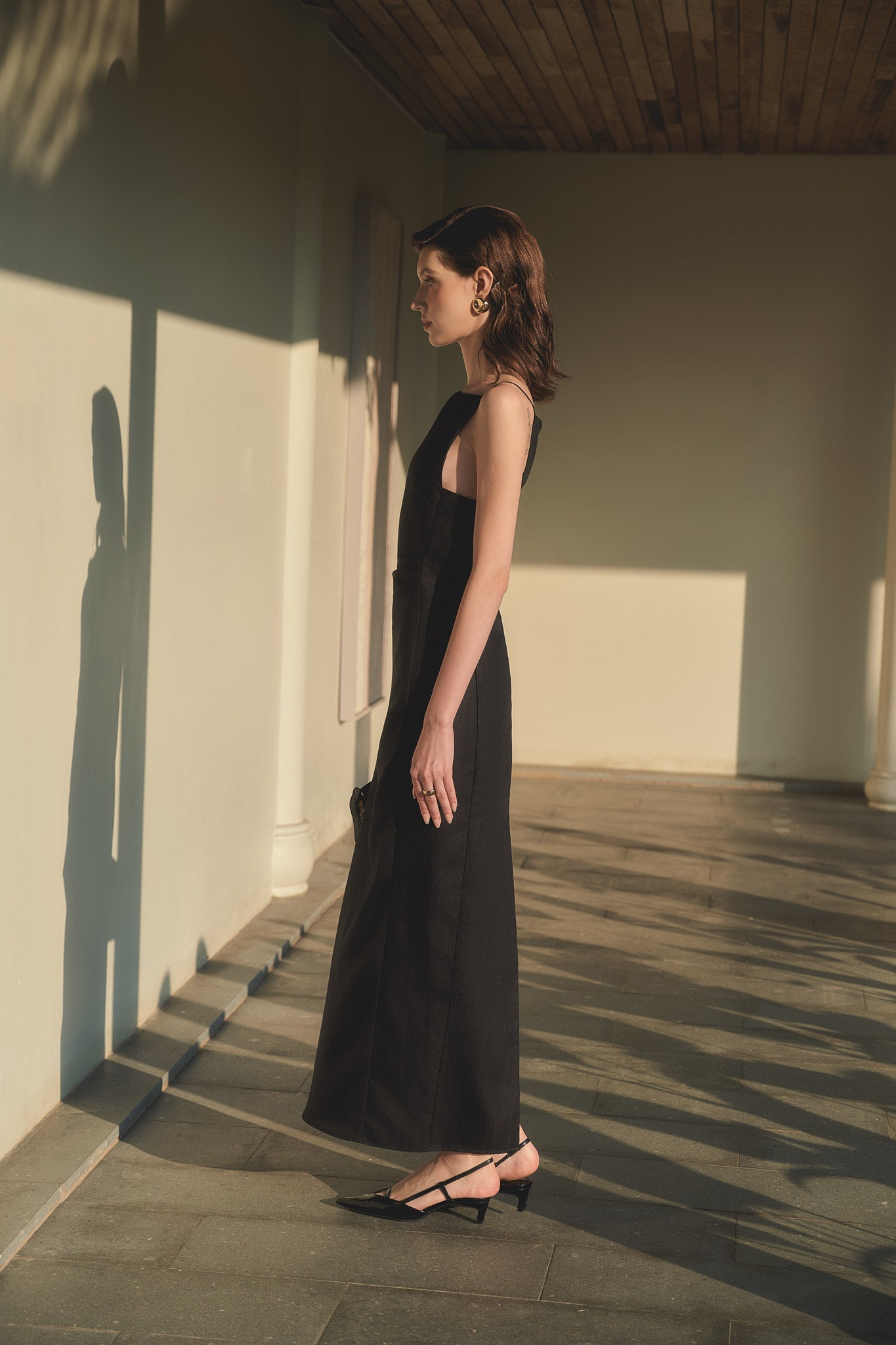 ELLIE LINEN DRESS - BLACK