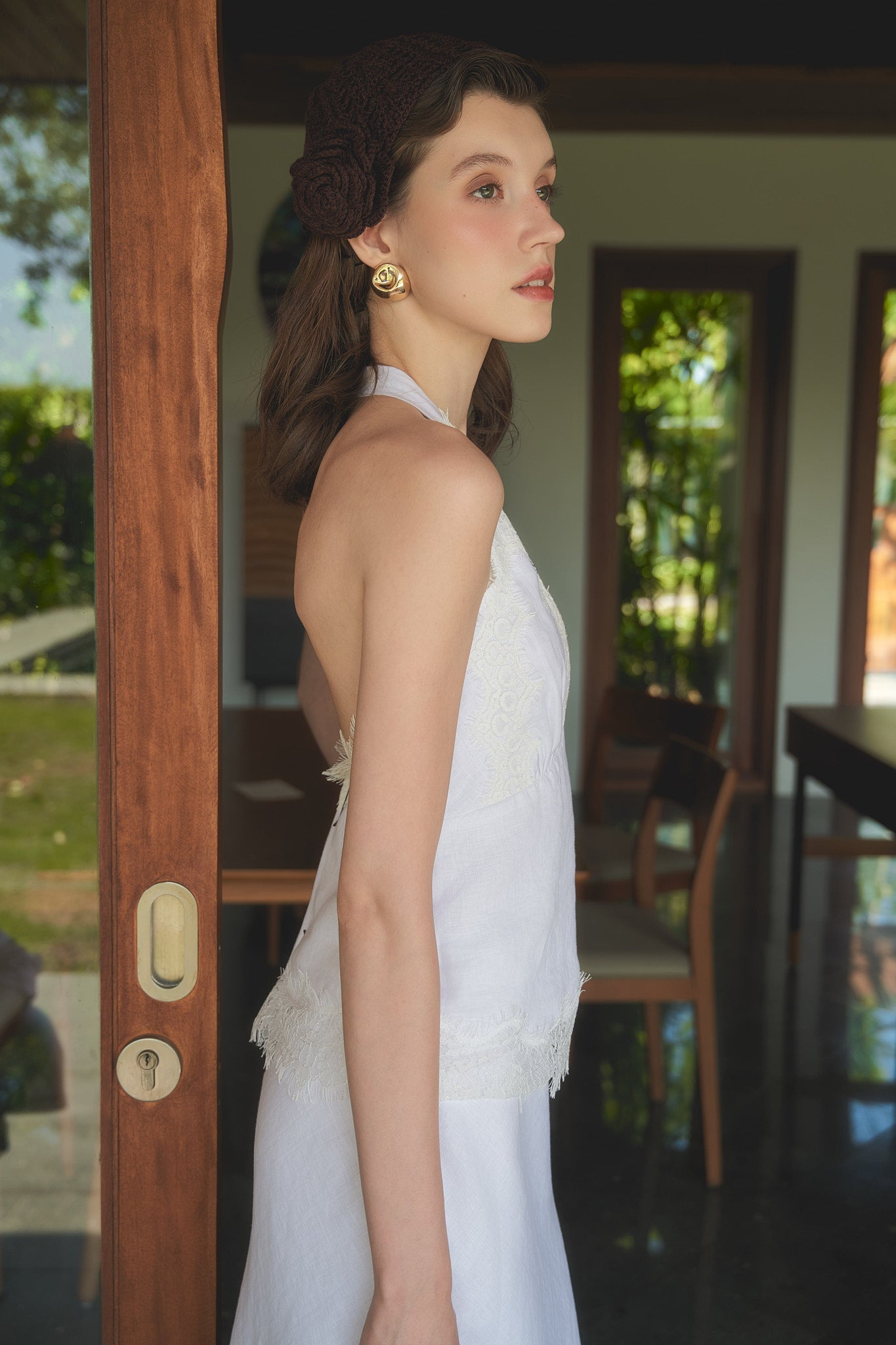 MADELYN LACE LINEN TOP - WHITE
