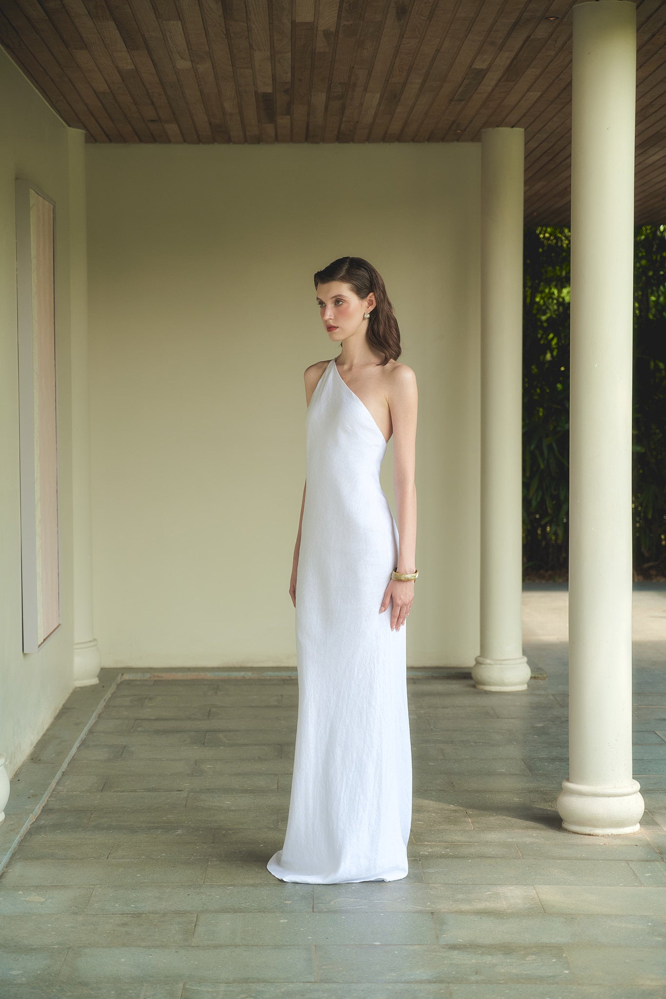 SYLVIA LINEN GOWN - WHITE