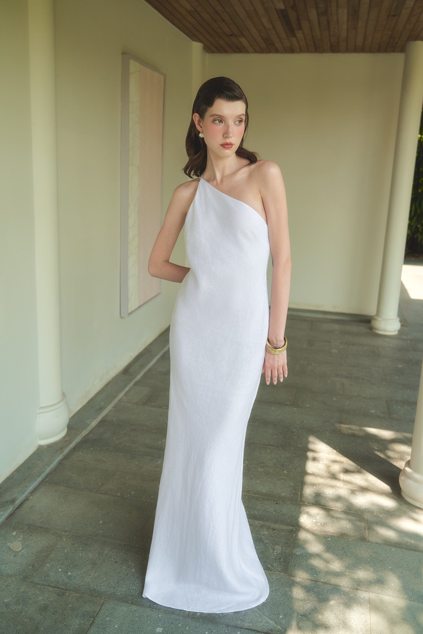SYLVIA LINEN GOWN - WHITE