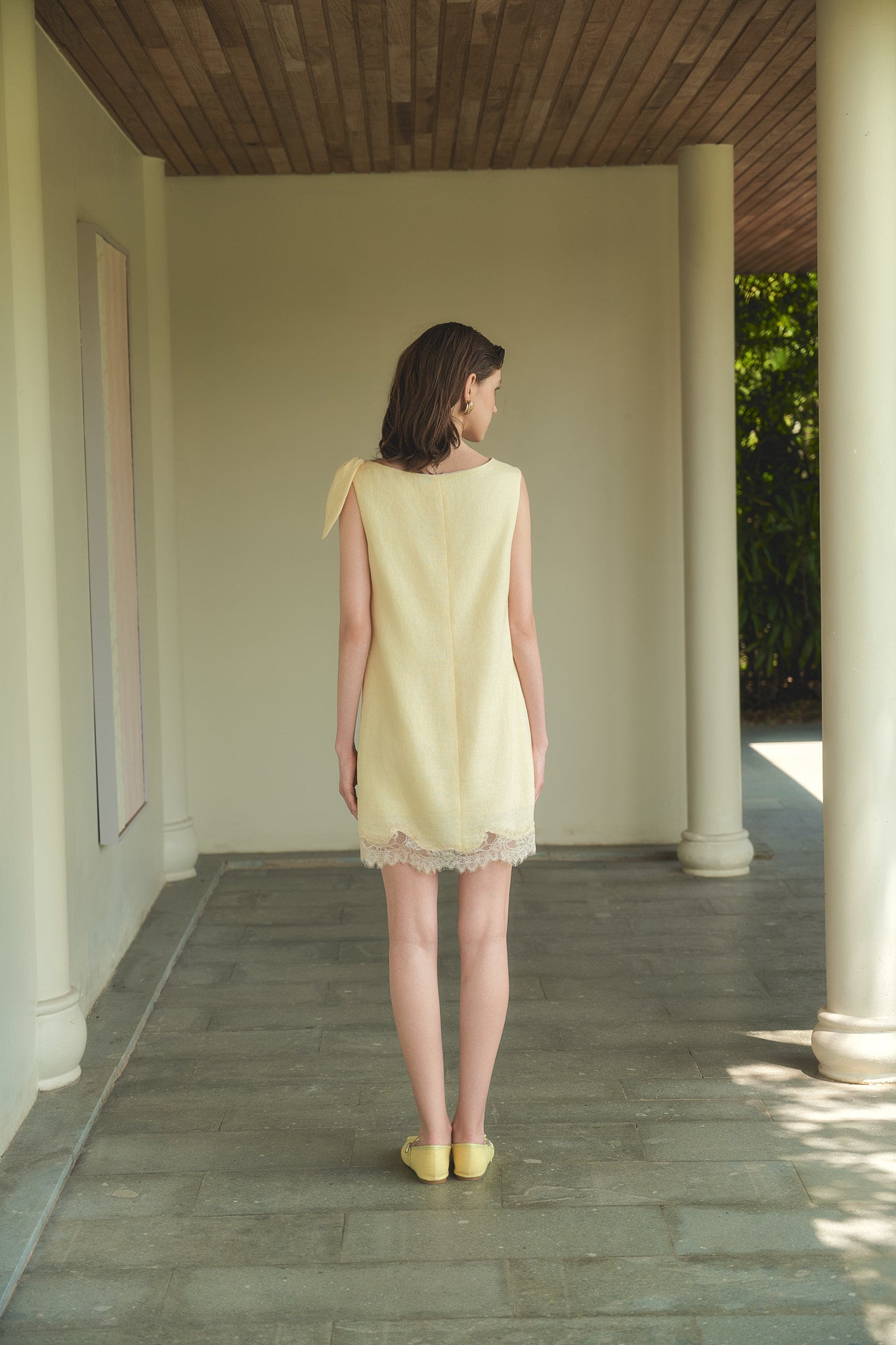 CECILIA LACE LINEN MINI DRESS - DAFFODILS