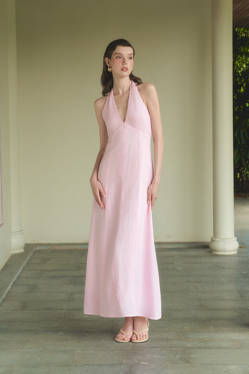 MADELYN LINEN DRESS - PINK