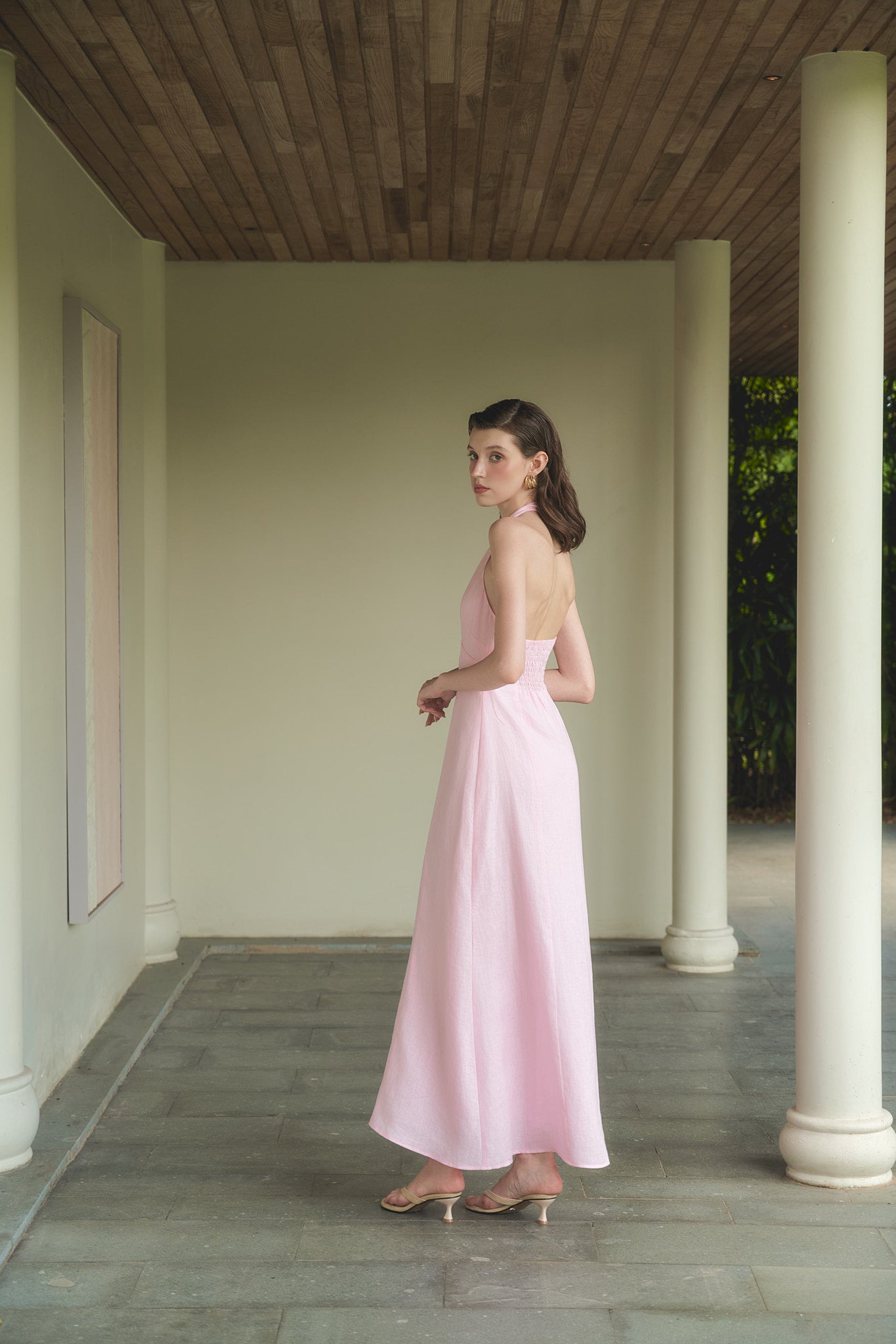 MADELYN LINEN DRESS - PINK