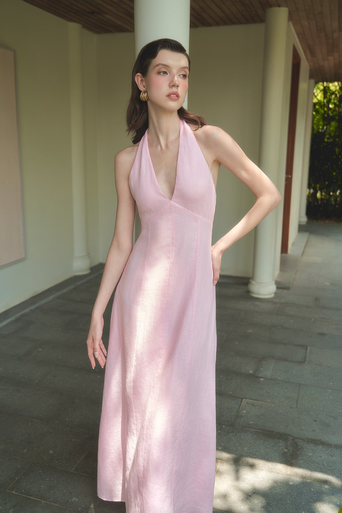 MADELYN LINEN DRESS - PINK