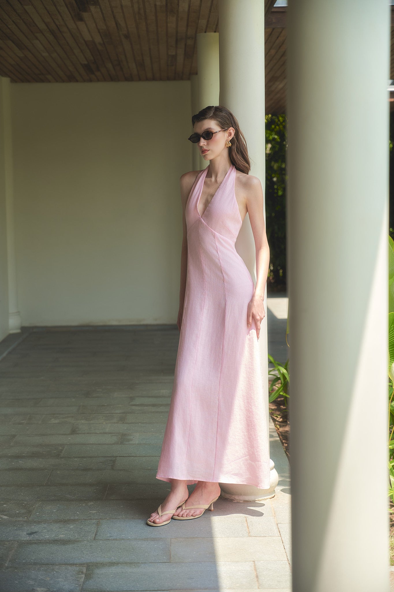 MADELYN LINEN DRESS - PINK