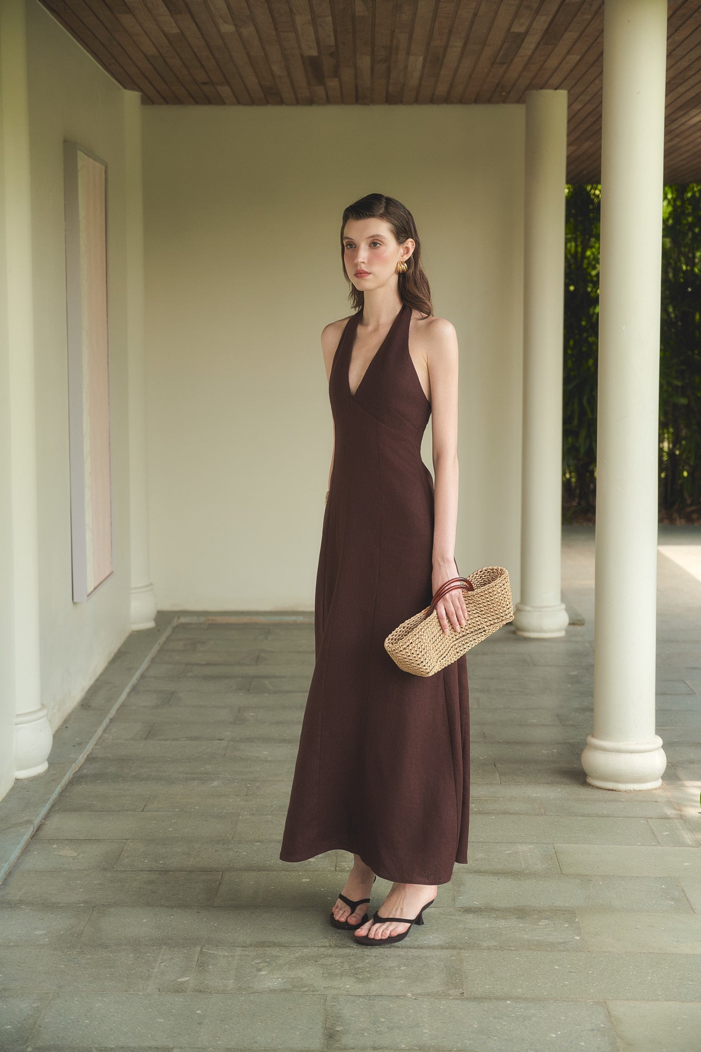 MADELYN LINEN DRESS - CHOCOLATE