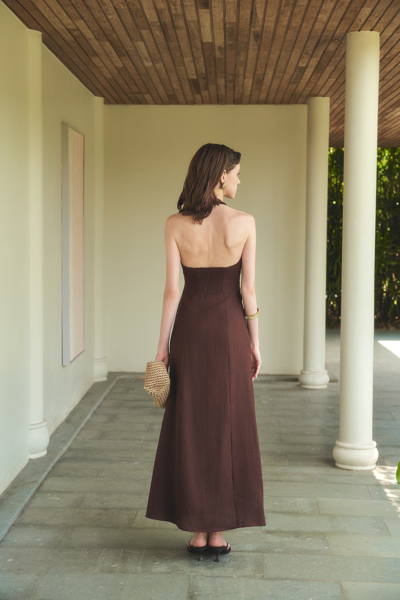 MADELYN LINEN DRESS - CHOCOLATE