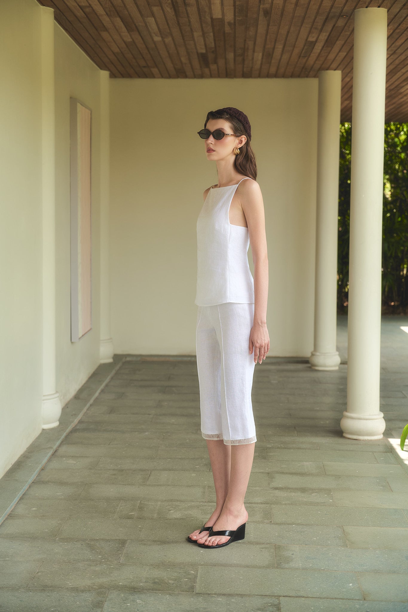 ELLIE LINEN TOP - WHITE
