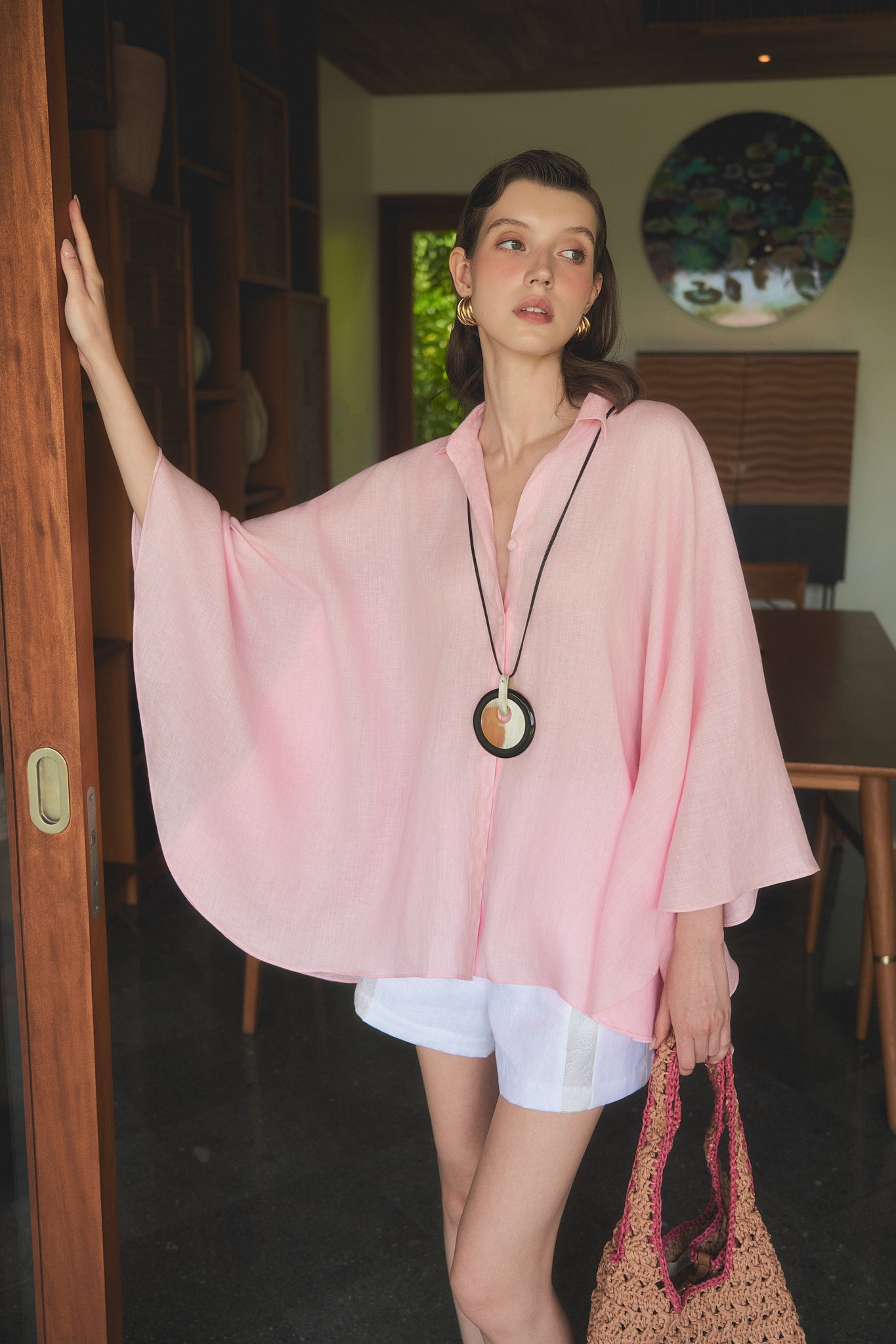 AMALFI LINEN BLOUSE - PINK