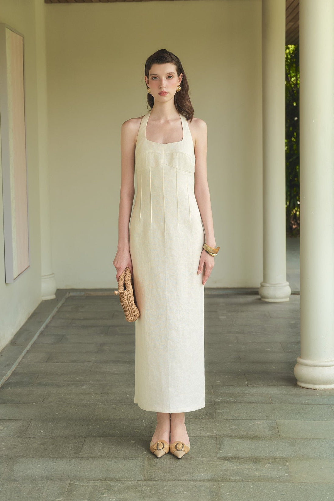 EMMA LINEN DRESS - VANILLA