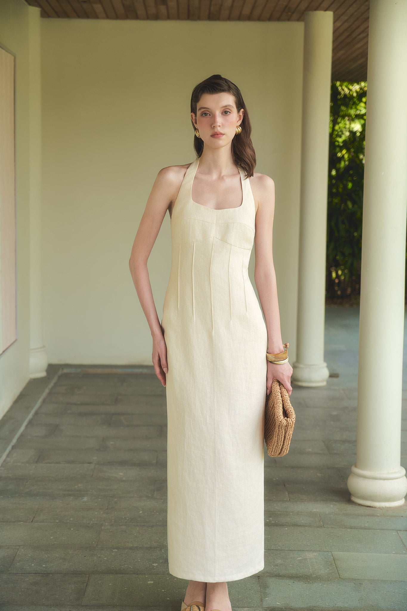 EMMA LINEN DRESS - VANILLA