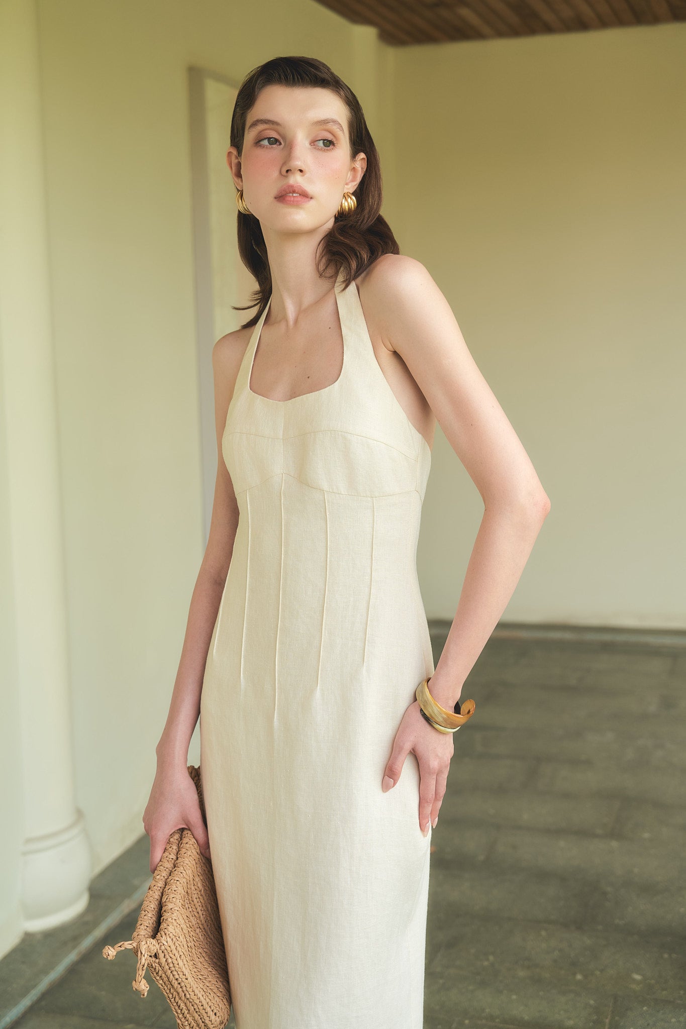 EMMA LINEN DRESS - VANILLA
