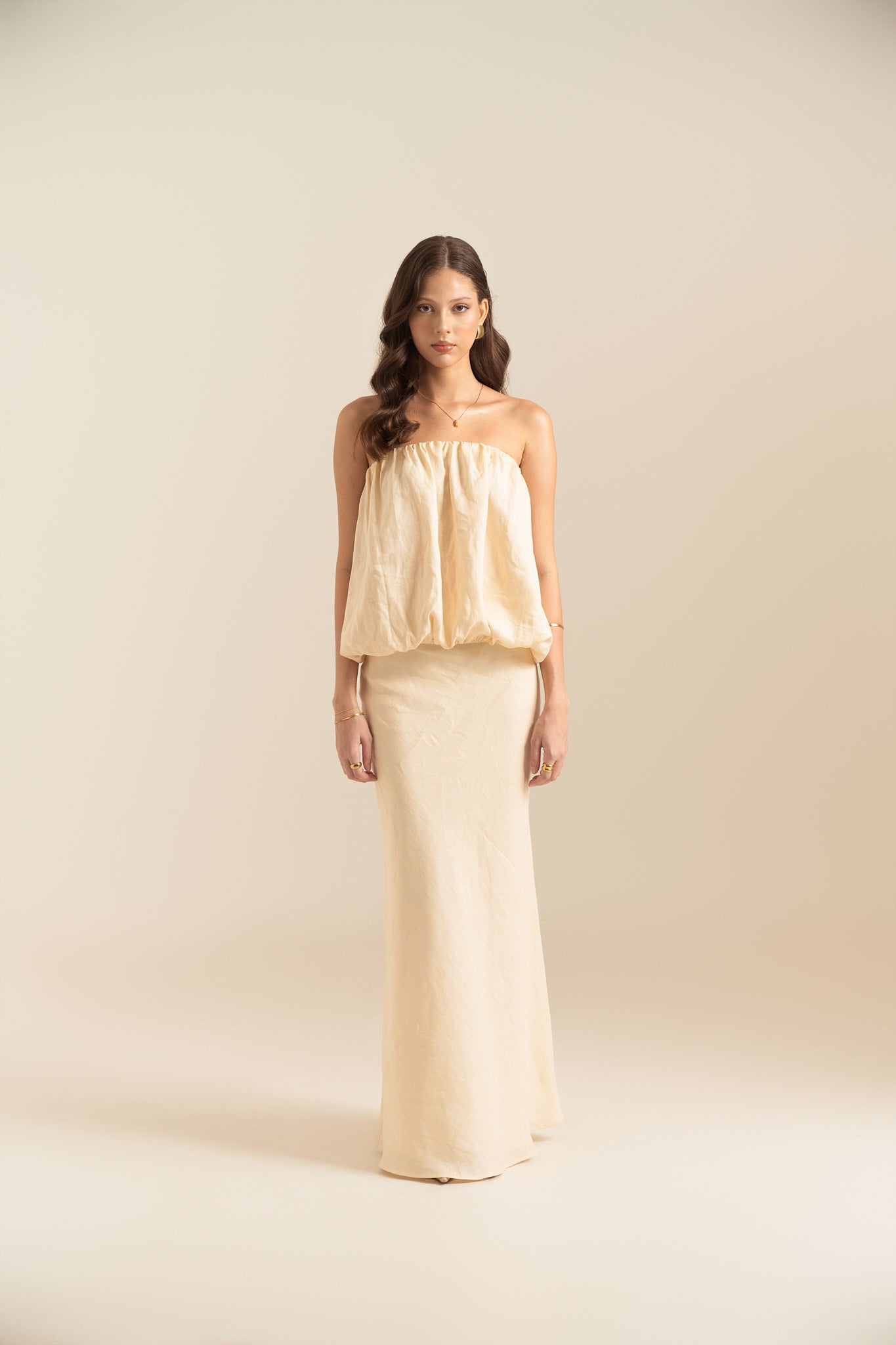 LINEN MAXI SKIRT - VANILLA
