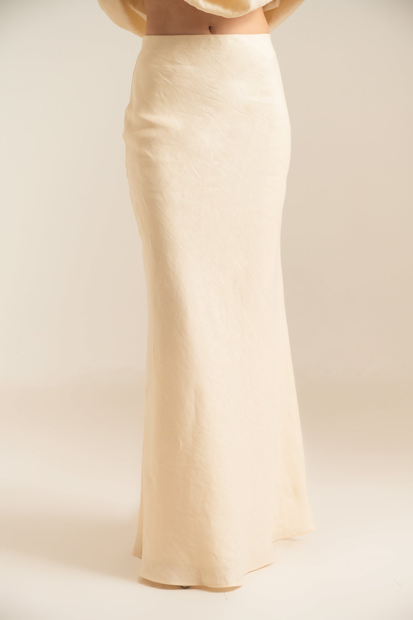 LINEN MAXI SKIRT - VANILLA