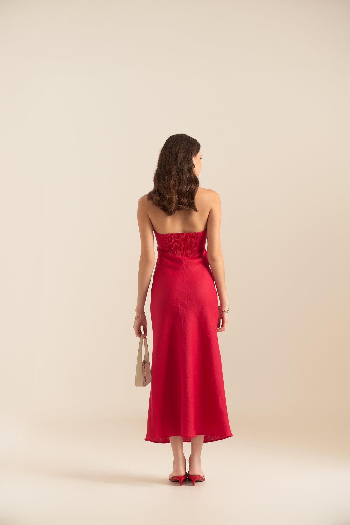 MALENA LINEN DRESS - RED