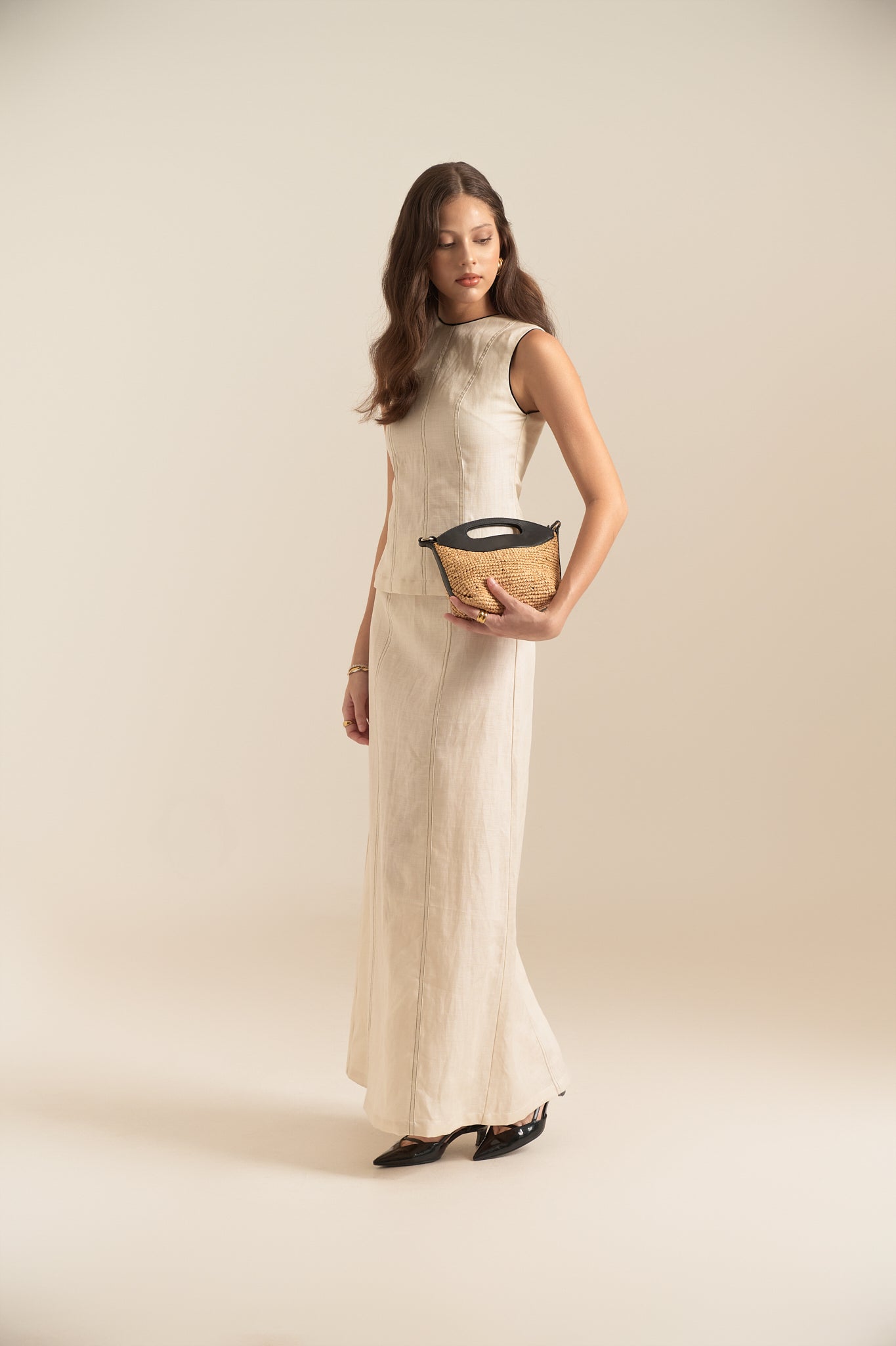 NATALLIE LINEN SKIRT - OFF WHITE
