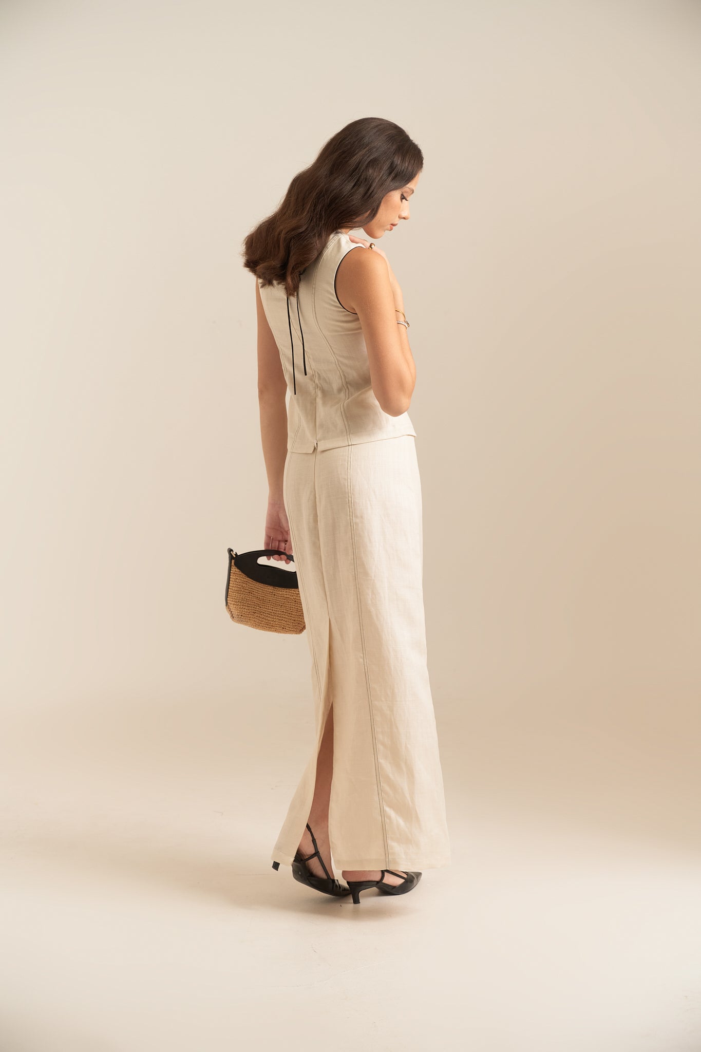 NATALLIE LINEN SKIRT - OFF WHITE
