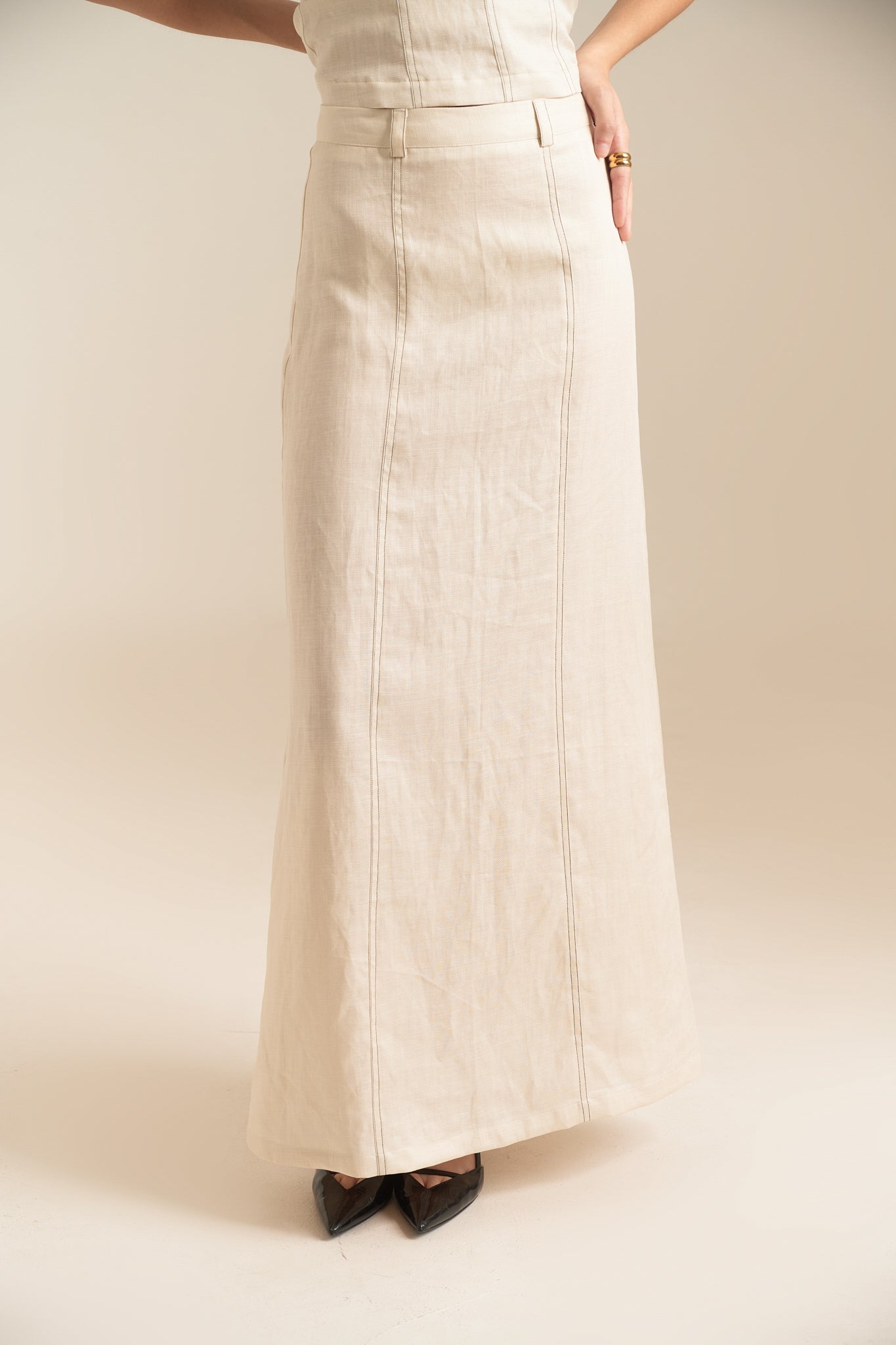 NATALLIE LINEN SKIRT - OFF WHITE