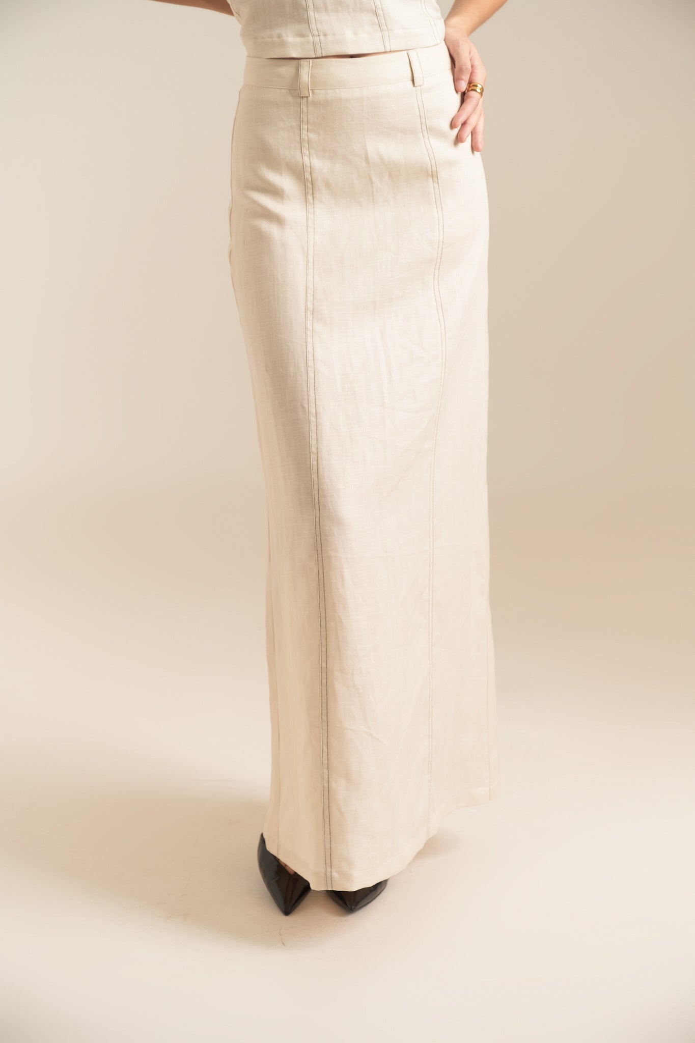 NATALLIE LINEN SKIRT - OFF WHITE