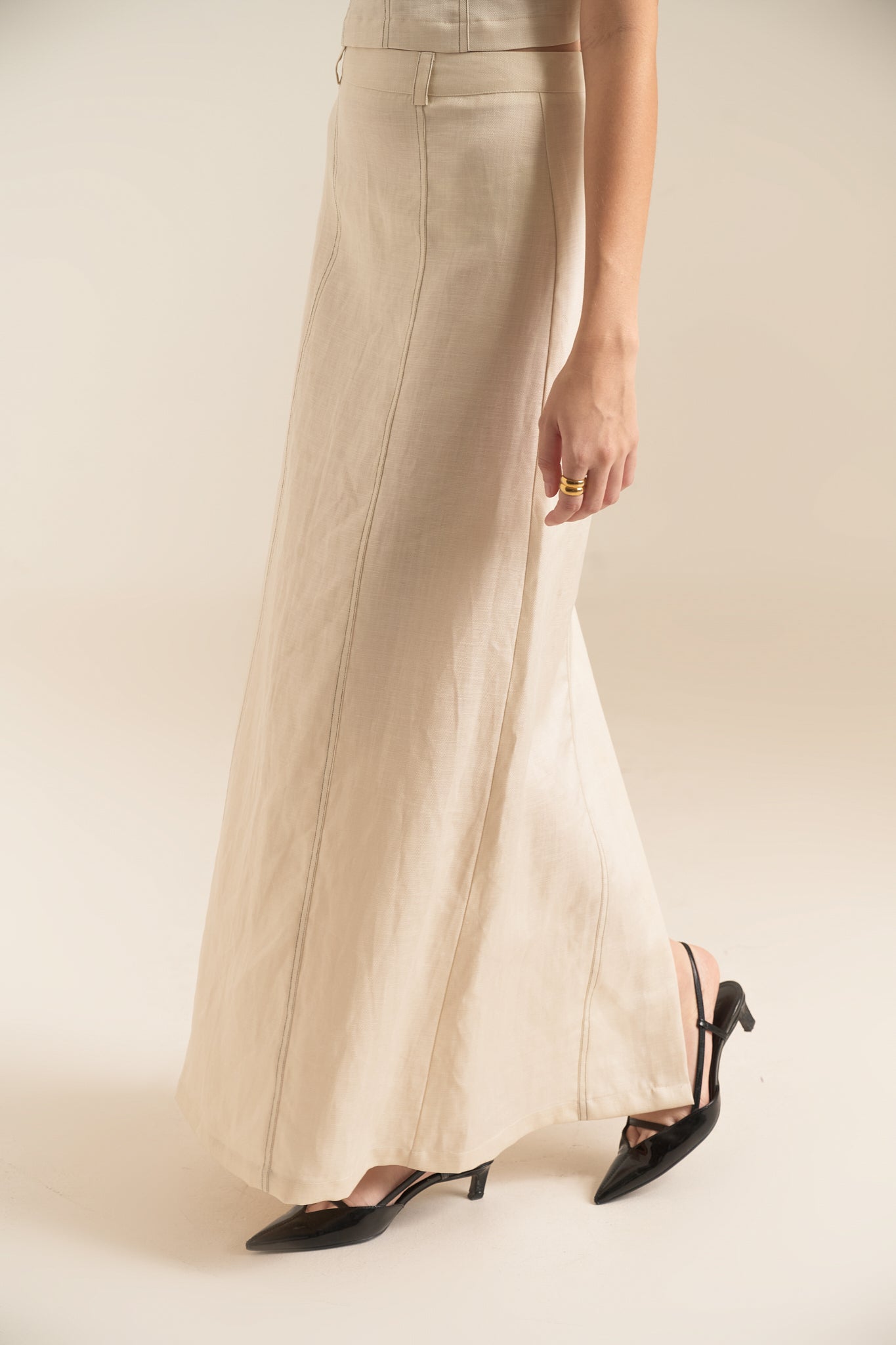 NATALLIE LINEN SKIRT - OFF WHITE