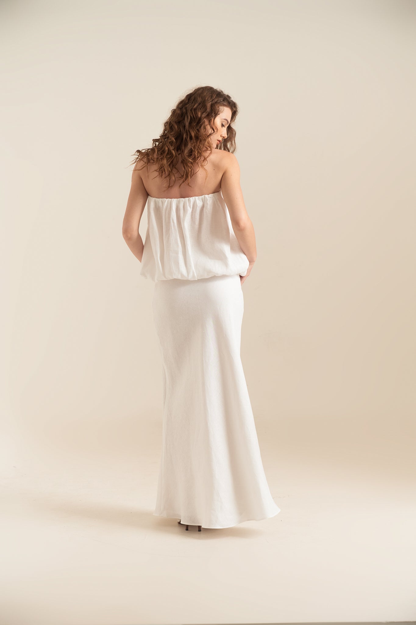 LINEN MAXI SKIRT - WHITE