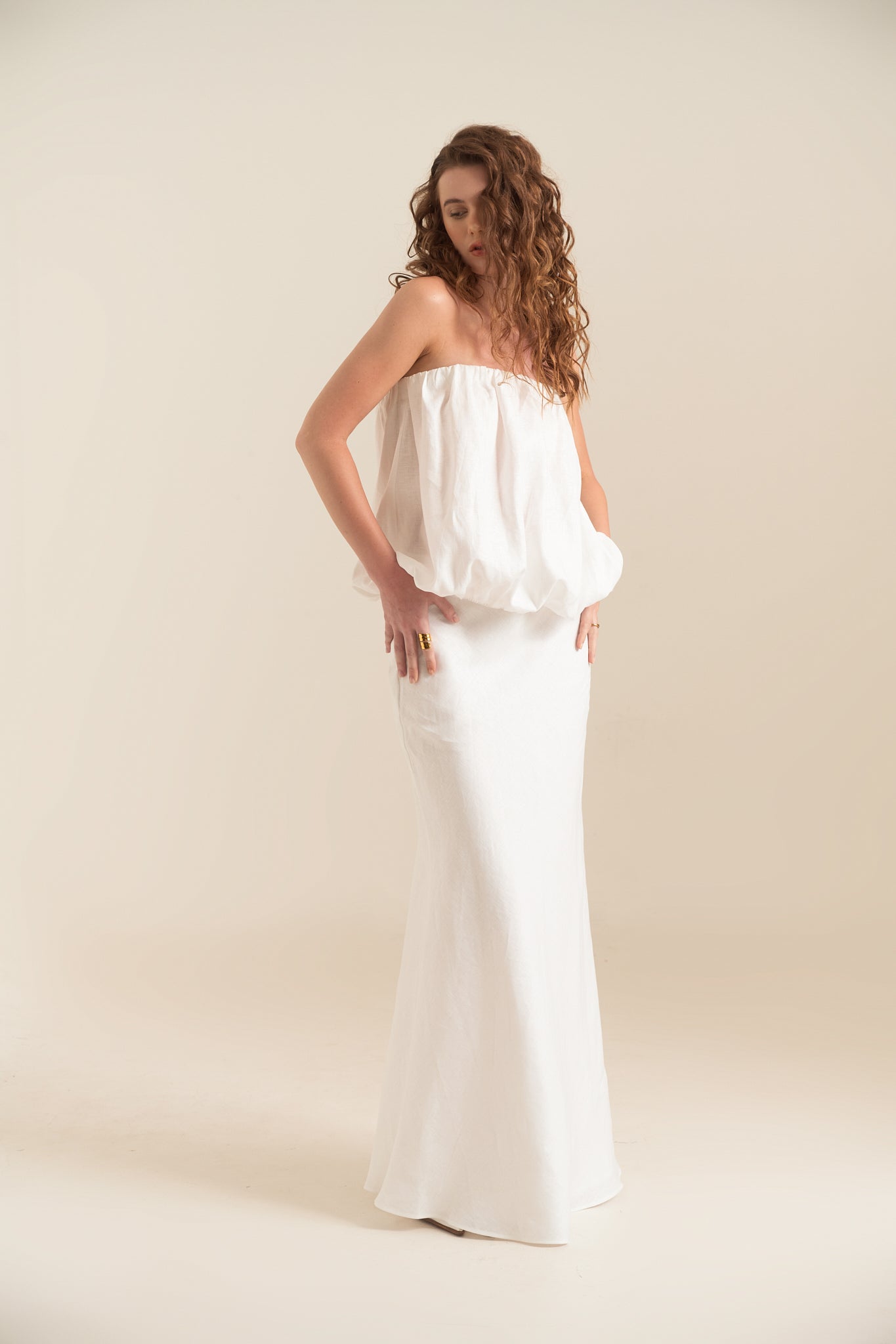 LINEN MAXI SKIRT - WHITE