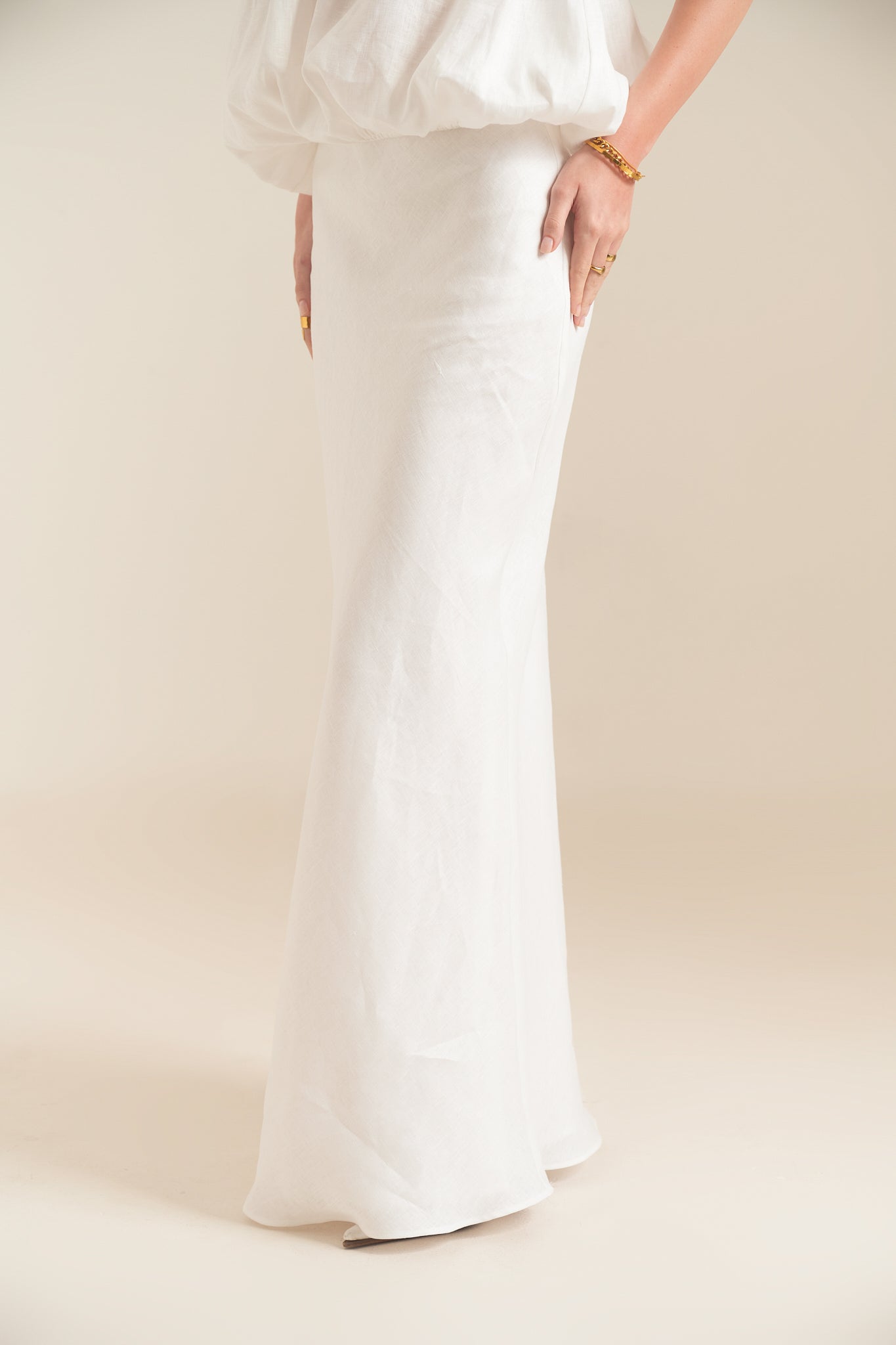 LINEN MAXI SKIRT - WHITE