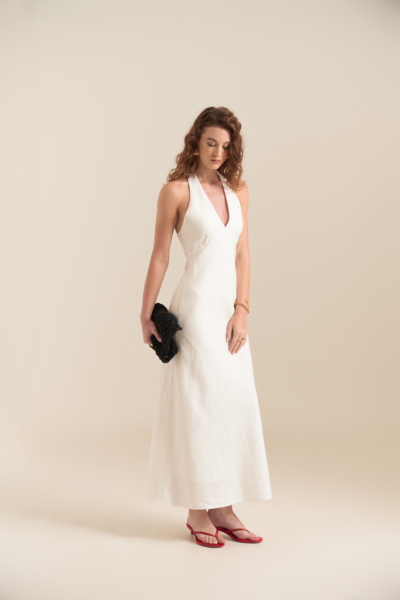 MALENA LINEN DRESS - WHITE