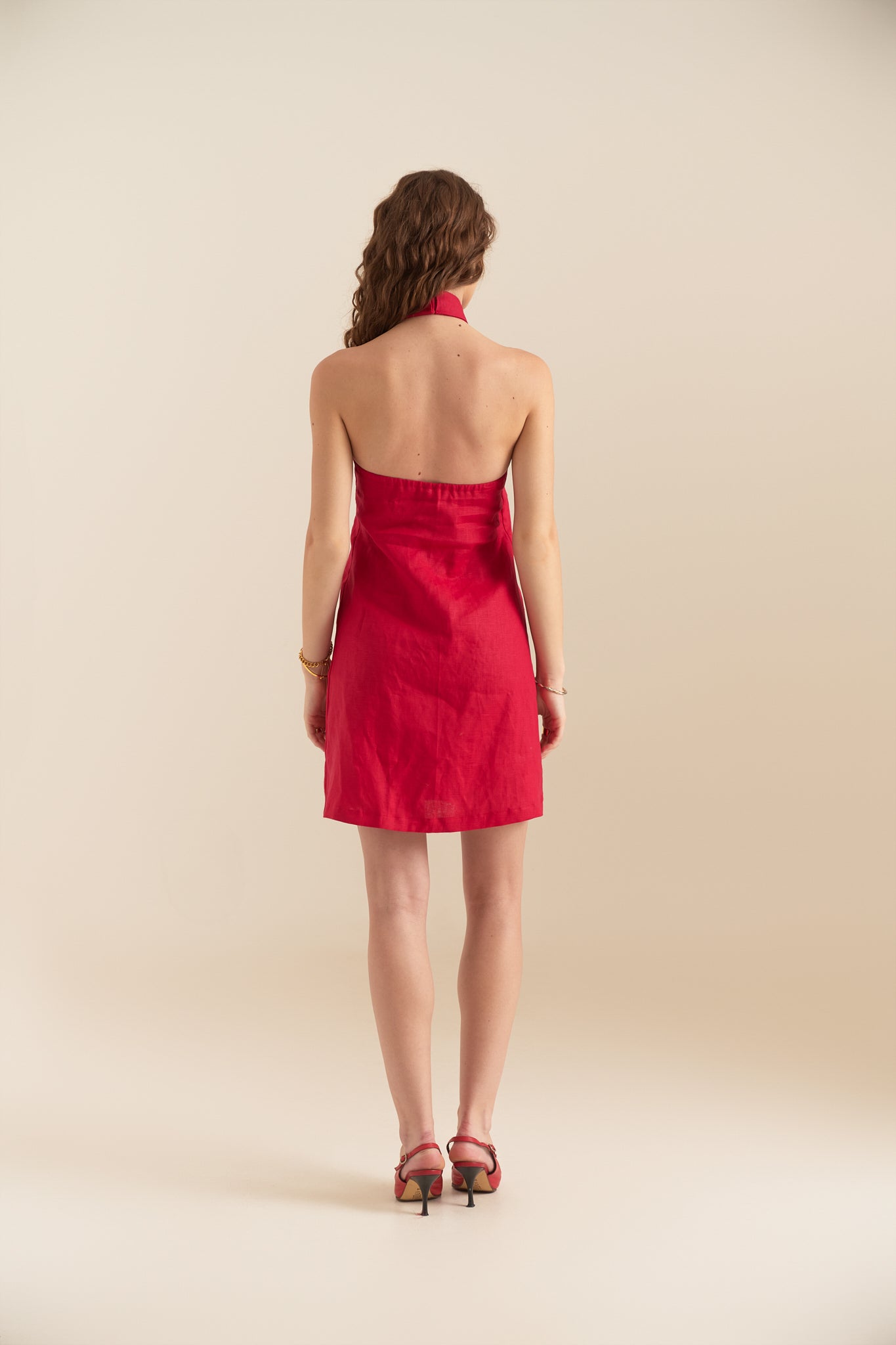 CAMILLA HALTERNECK MINI DRESS - RED