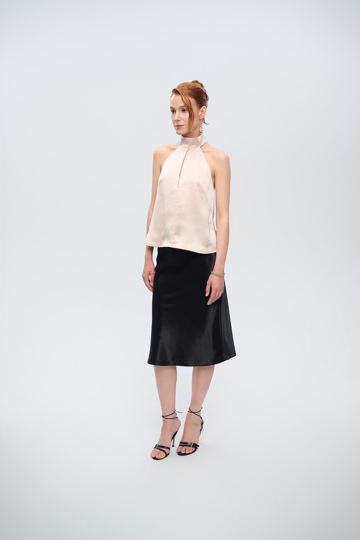 MIDI SATIN SKIRT - Black