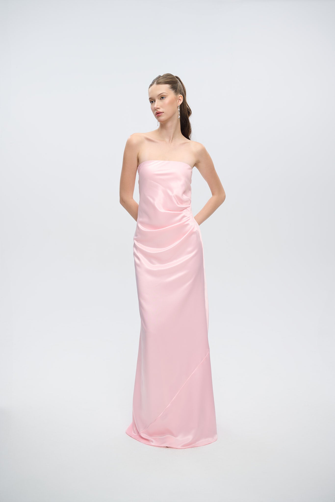CHARLOTTE STRAPLESS DRAPED GOWN - Pink Sapphire