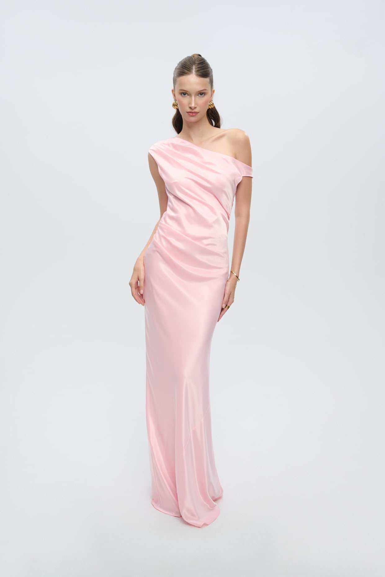 VIVIAN DRAPED SATIN GOWN - Pink Sapphire