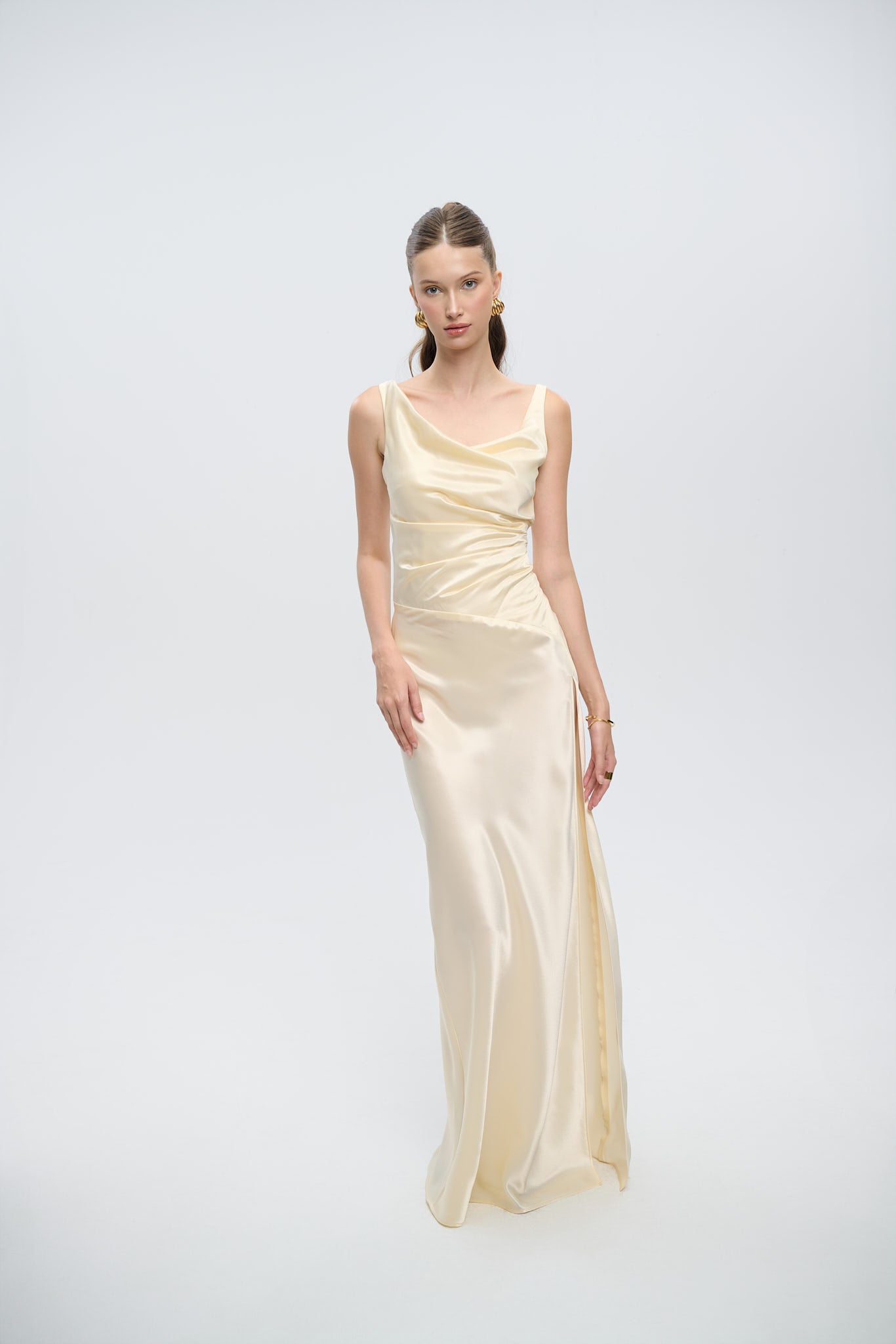 FAIR LADY SATIN GOWN - Cream Pearl