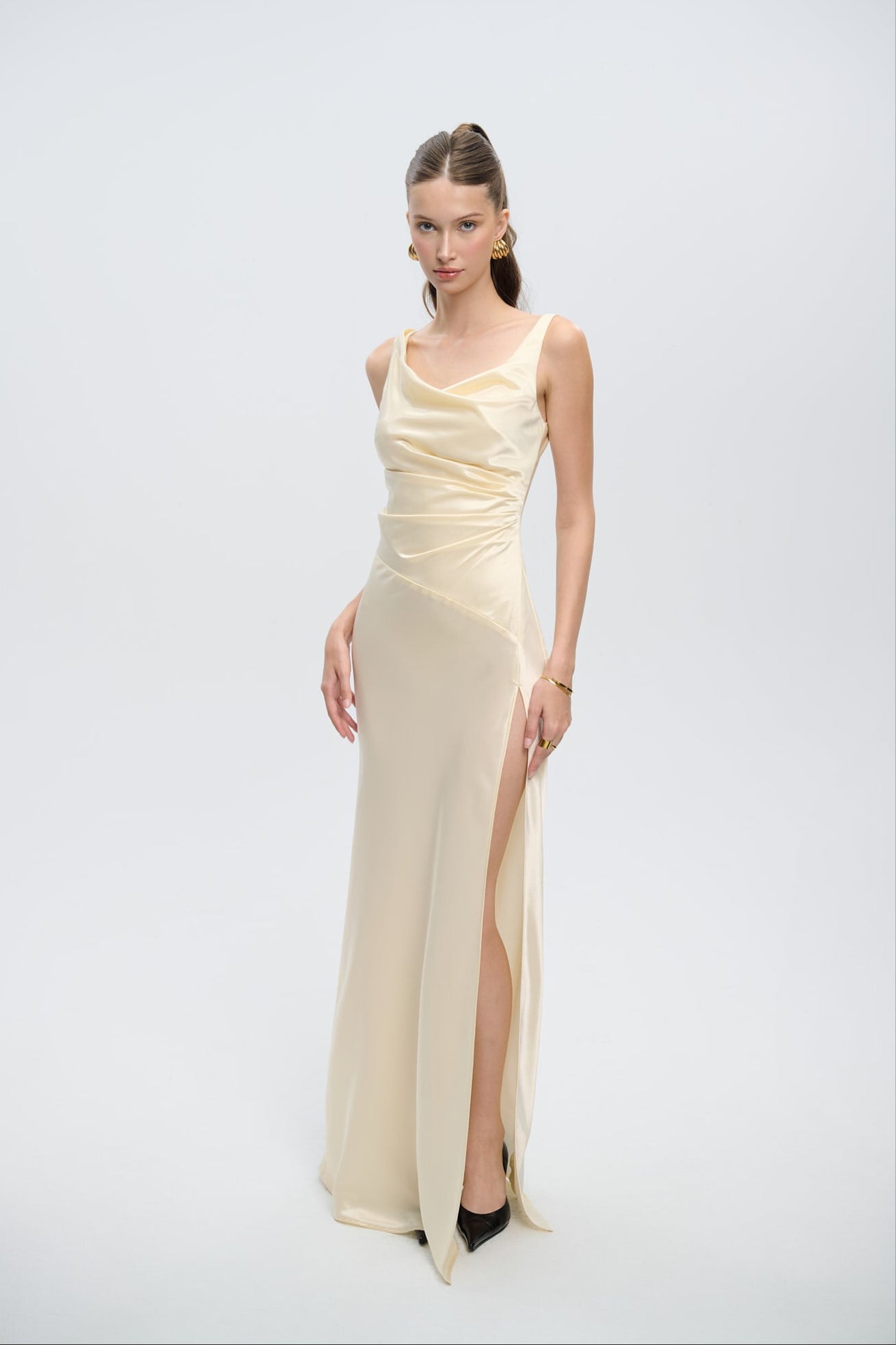 FAIR LADY SATIN GOWN - Cream Pearl