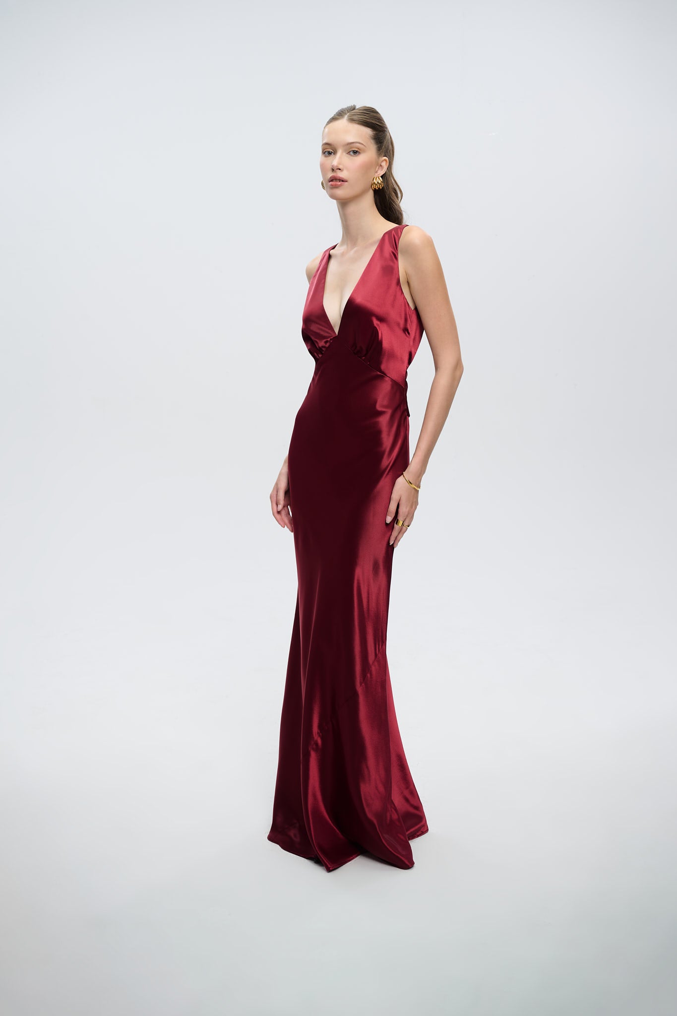 MAISIE SATIN GOWN - Red Ruby