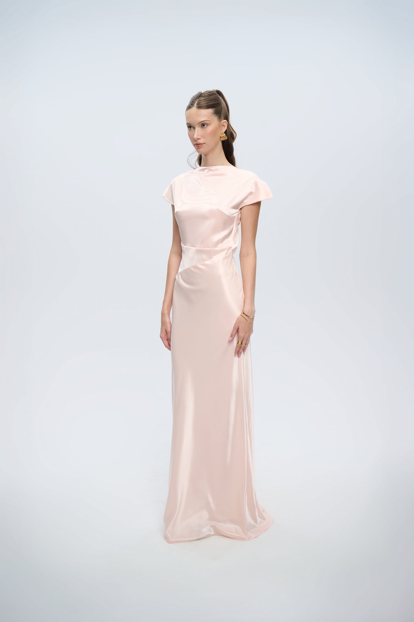 ELIZA BACKLESS SATIN GOWN - Pink Pearl
